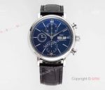 Swiss Replica IWC Portofino 150 Years Blue Chronograph Watch Stainless Steel